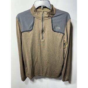 The North Face Shirt Mens Med Brown Flash Dry 1/4 Zip Pullover Long Sleeve Base